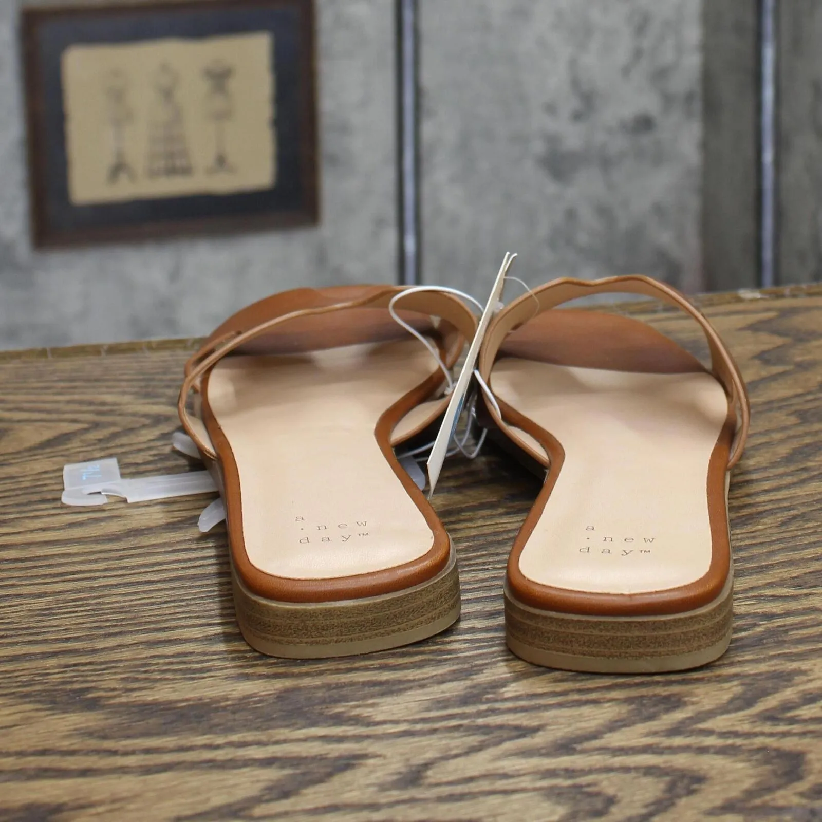 A New Day Women's Nina Slide Sandals 88870712 Cognac Brown 7.5M