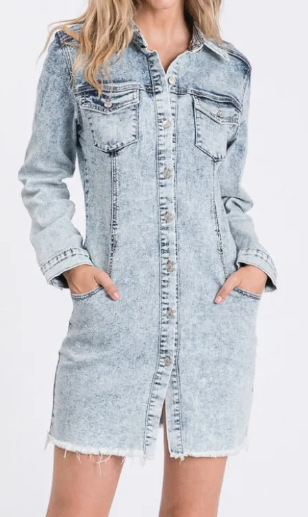 Acid Wash Denim Dress/Jacket