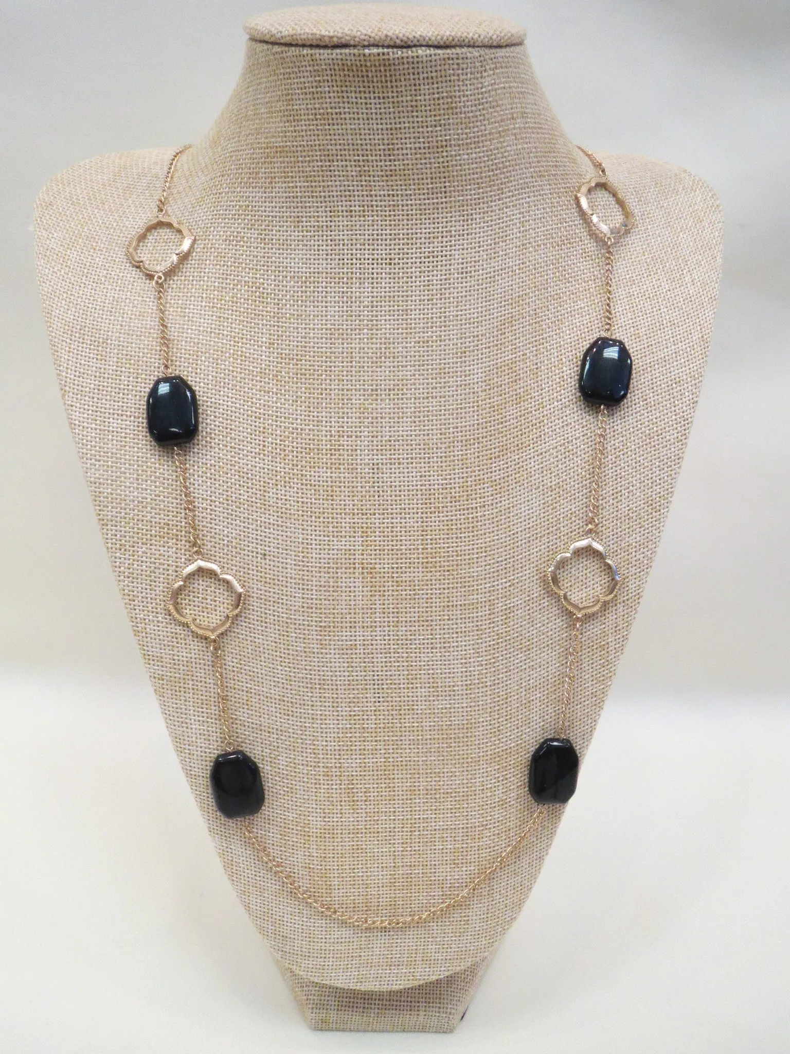 ADO | Black & Gold Long Necklace
