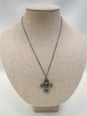 ADO | Black Chain with Fleur De Lis Pendant