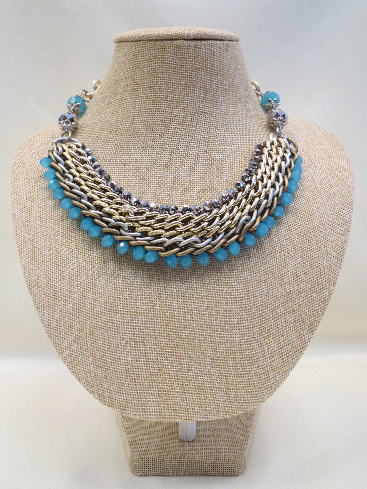 ADO | Blue & Chain Statement Necklace