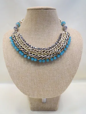 ADO | Blue & Chain Statement Necklace