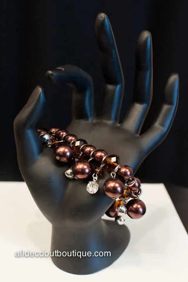 ADO | Brown Beaded Charm Stretch Bracelet
