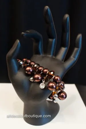 ADO | Brown Beaded Charm Stretch Bracelet
