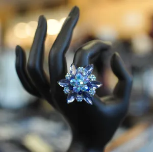ADO | Crystal Flower Ring Blue