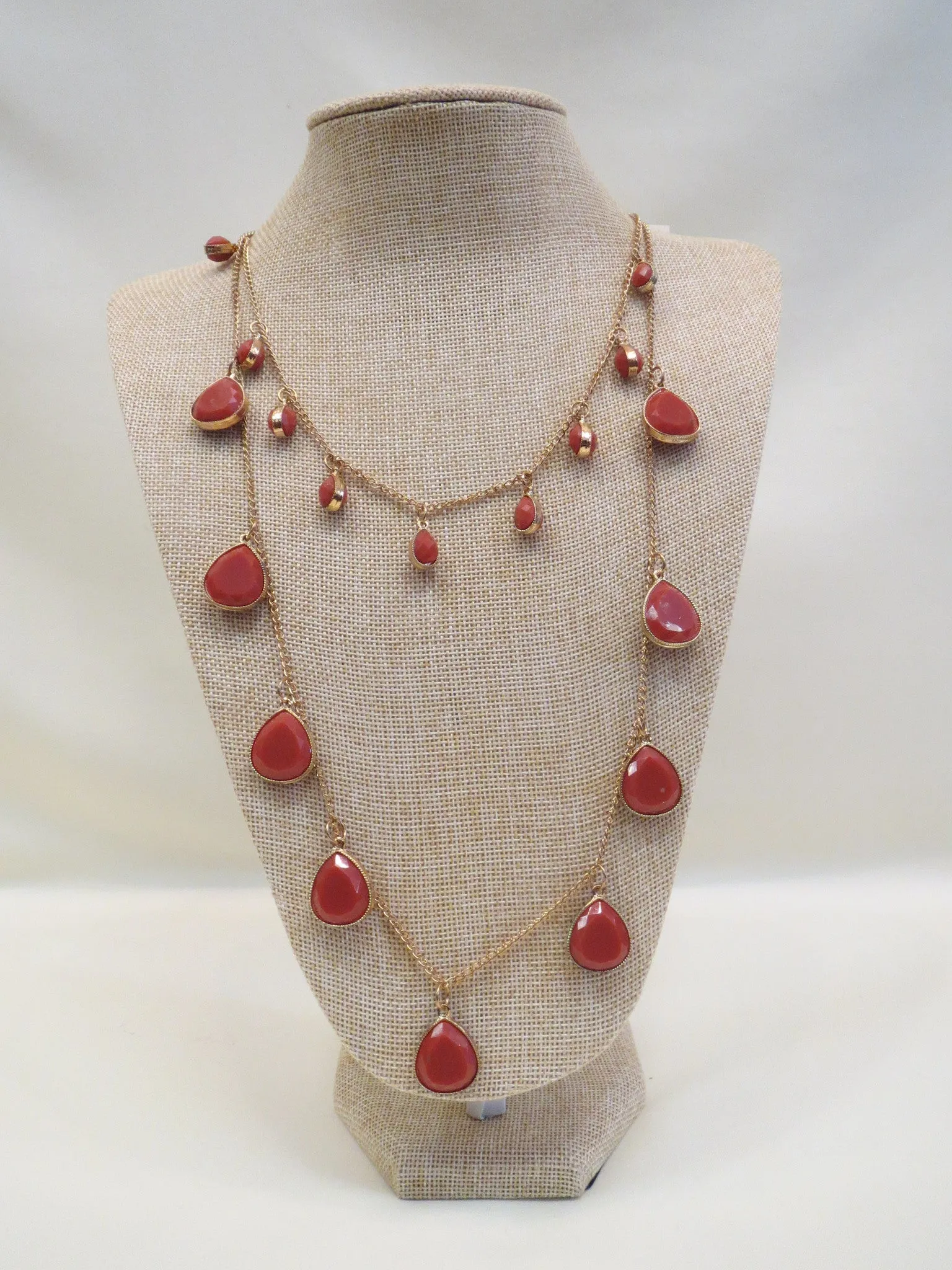 ADO | Dark Orange Tear Drop Stones Necklace