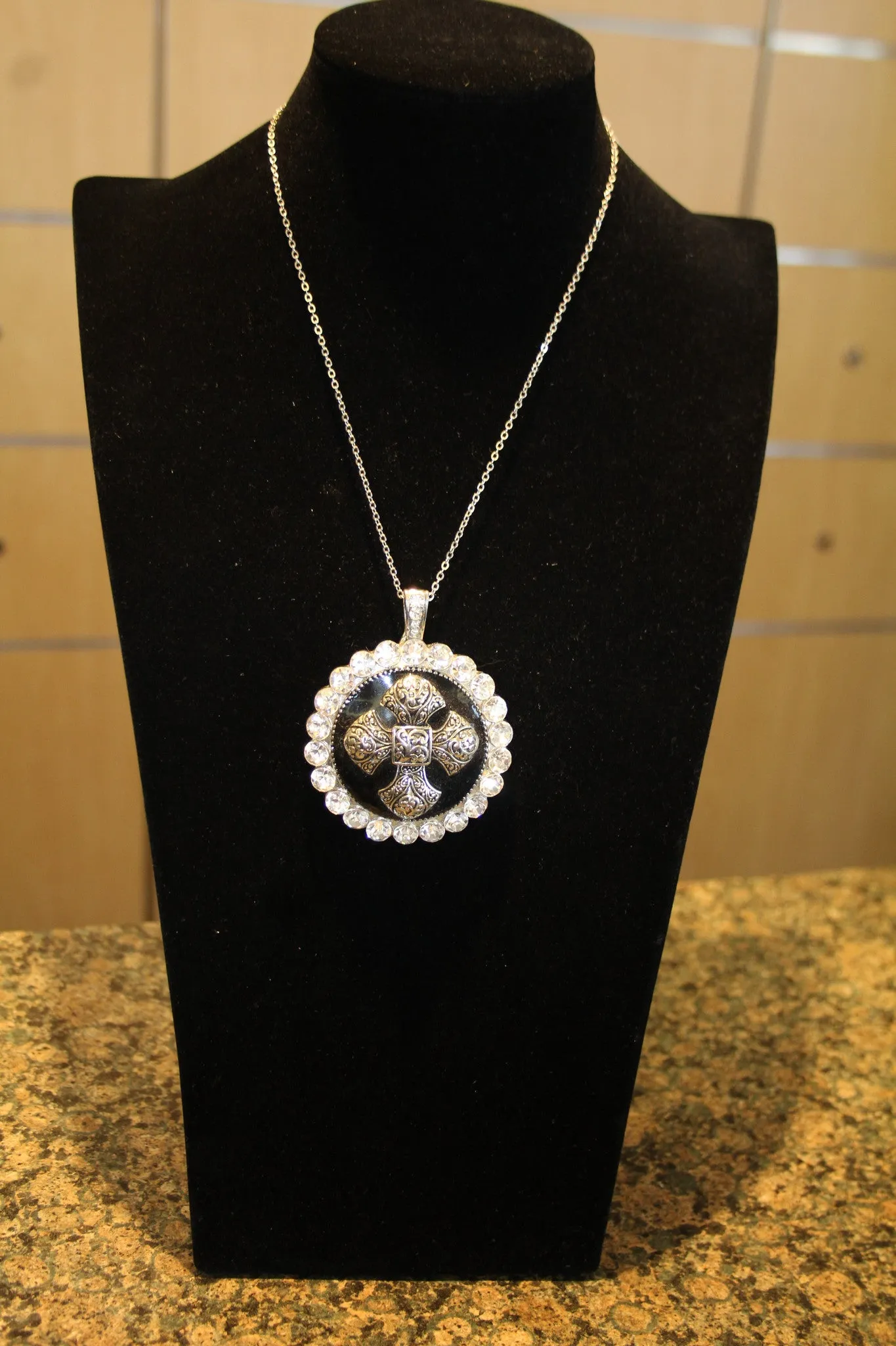 ADO | Embellished Cross Pendant Black