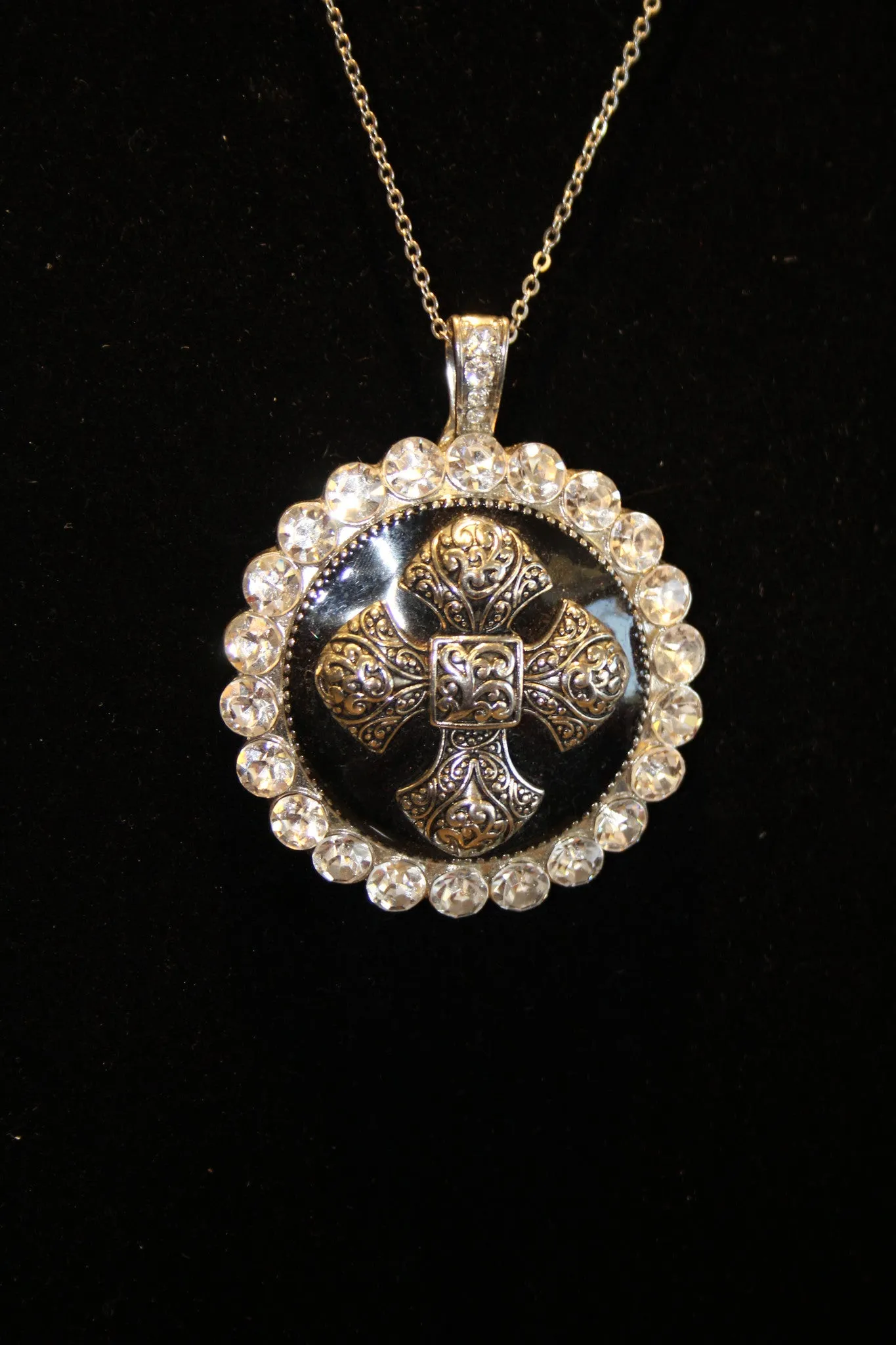 ADO | Embellished Cross Pendant Black