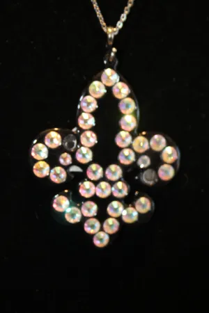 ADO | Embellished Fleur De Lis Pendant Black