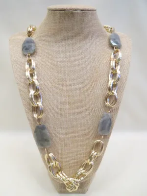 ADO | Gold Chain & Grey Stone Necklace