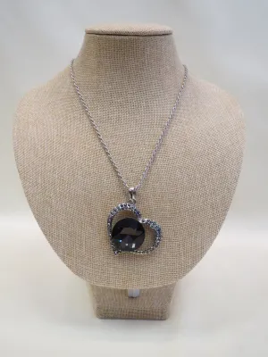 ADO | Heart Necklace with Black/Charcoal Stones