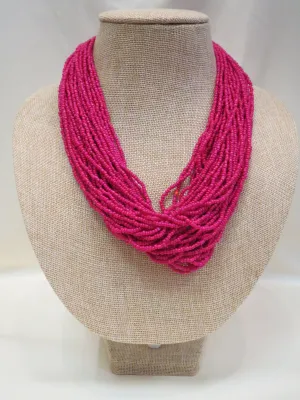 ADO | Hot Pink Multi Strand Mini Bead Necklace