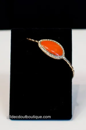 ADO | Metal Bangle Bracelet with Orange Stones
