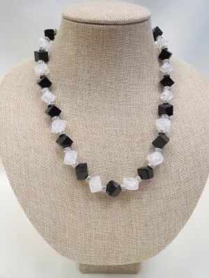ADO | Square Beads Black and White/Clear Necklace