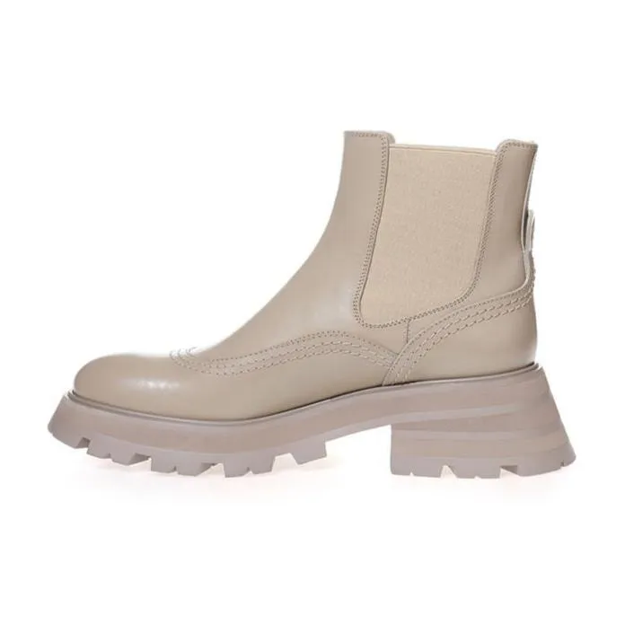 Alexander McQueen Chic Gray Leather Boots for Elegant Steps