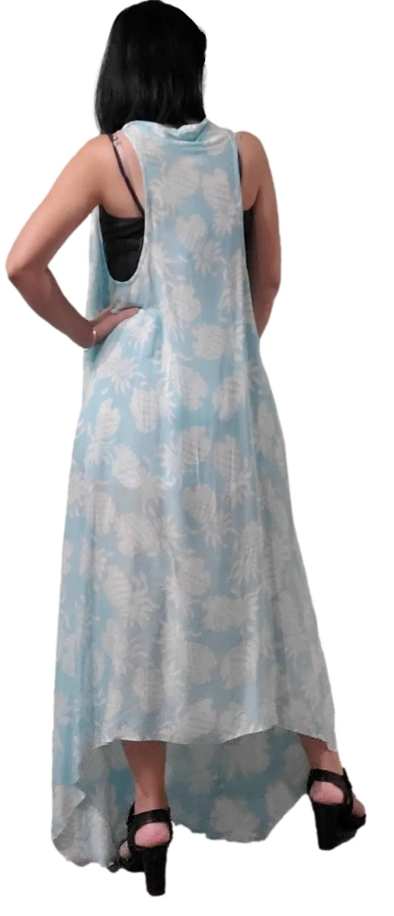 Aloha Royale - Magic Sarong - Rounded Corners - Pineapple - Tiffany Blue & White