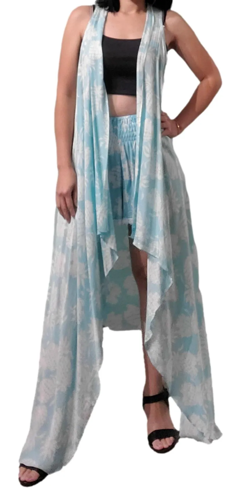 Aloha Royale - Magic Sarong - Rounded Corners - Pineapple - Tiffany Blue & White