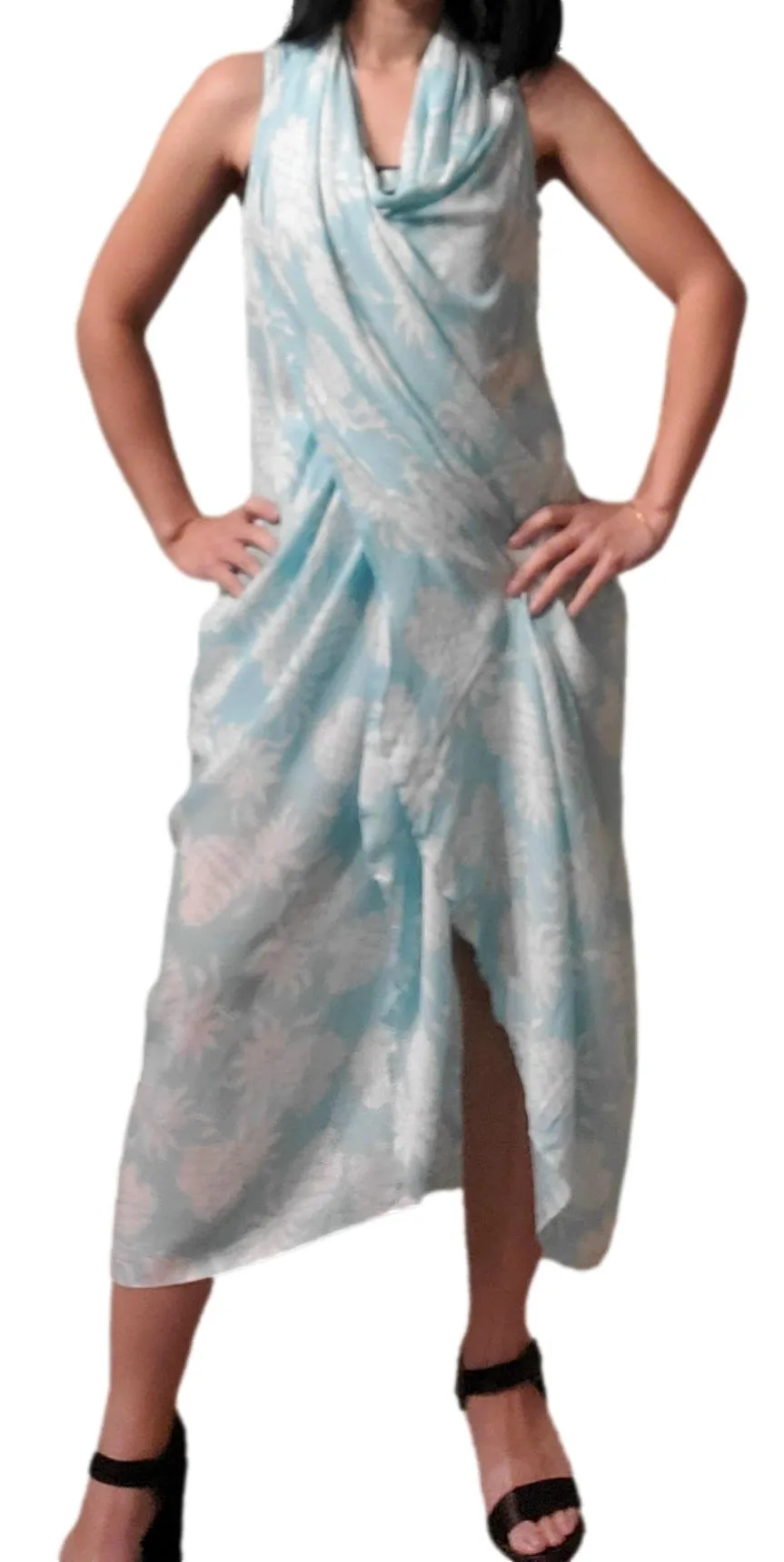 Aloha Royale - Magic Sarong - Rounded Corners - Pineapple - Tiffany Blue & White