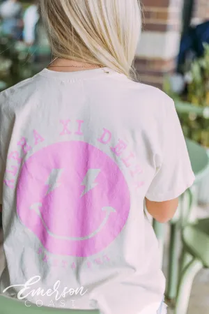 Alpha Xi Delta Lightning Bolt Smiley Face Tee