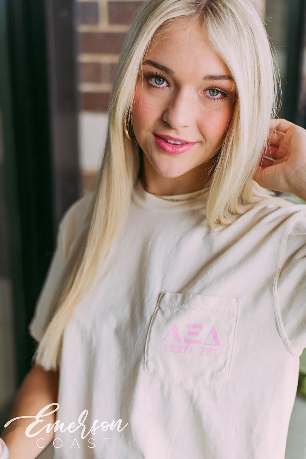 Alpha Xi Delta Lightning Bolt Smiley Face Tee
