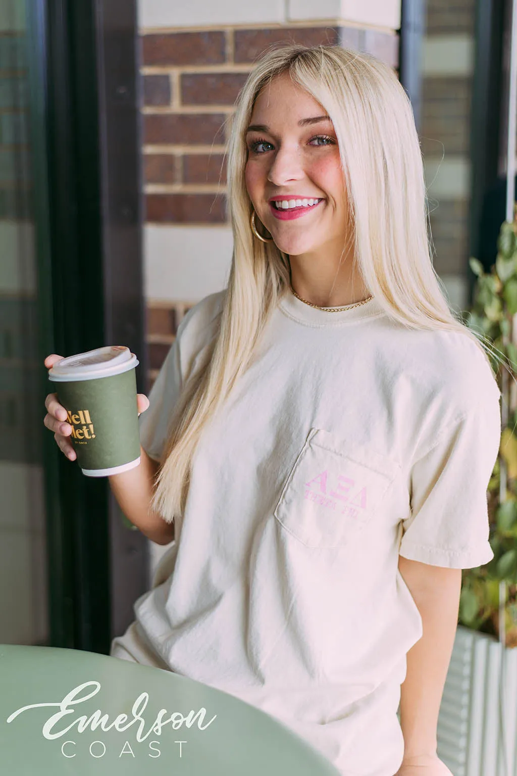 Alpha Xi Delta Lightning Bolt Smiley Face Tee