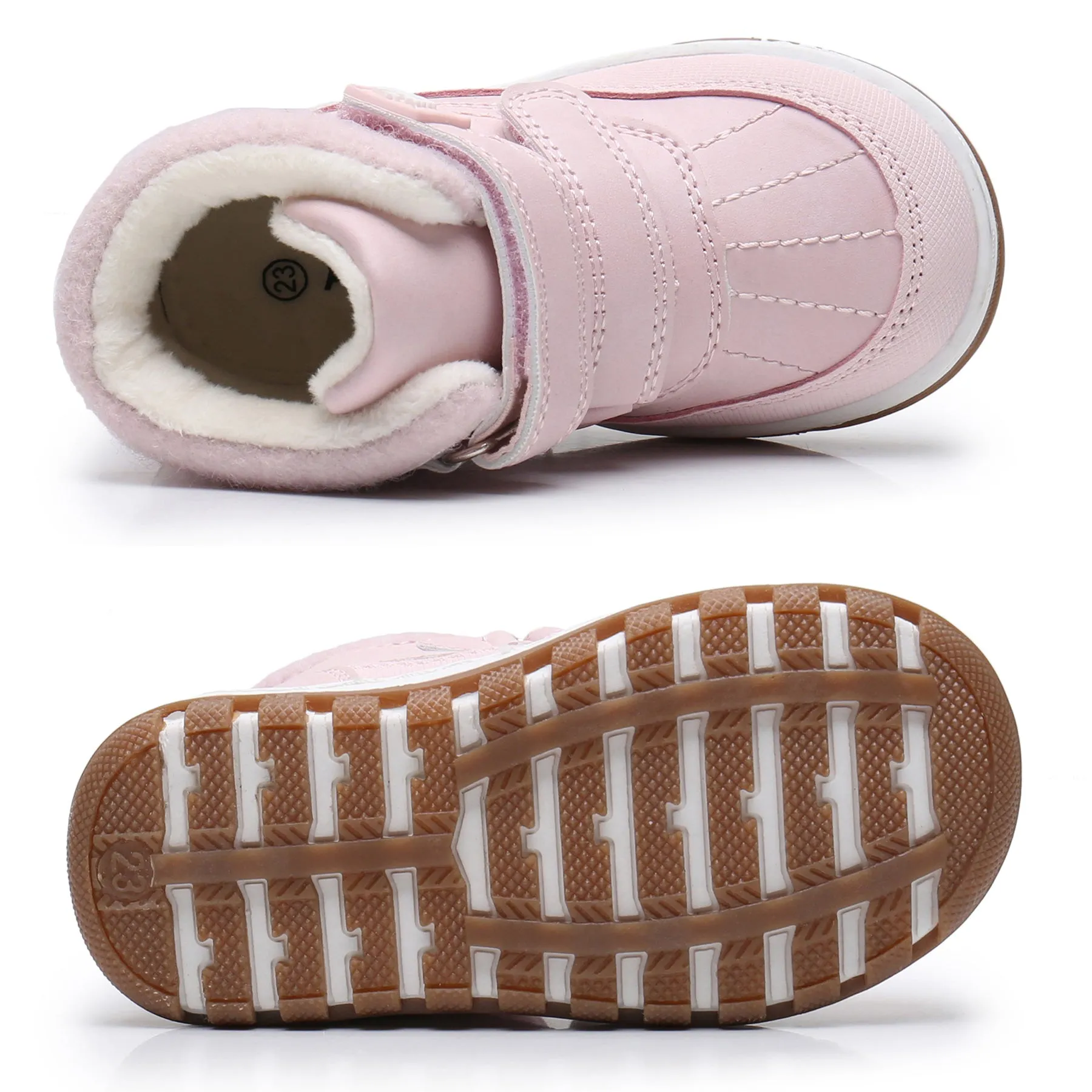 Apakowa Boys Boots Toddler Boys Girls Fall/Winter Boots Outdoor with Hook and Loop (Toddler/Little Kid)-35217-Pink