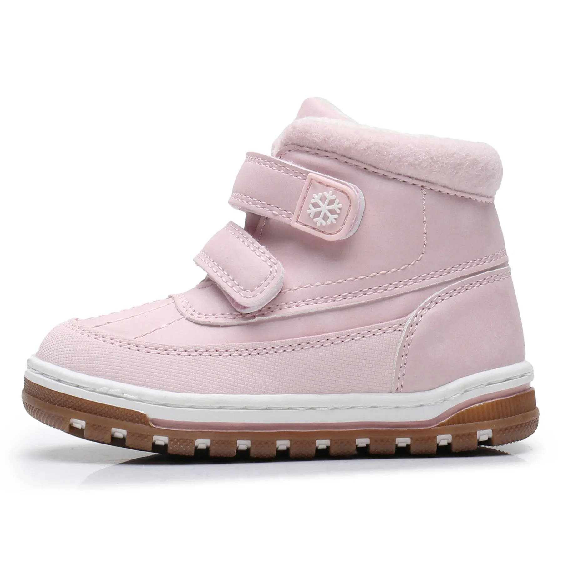 Apakowa Boys Boots Toddler Boys Girls Fall/Winter Boots Outdoor with Hook and Loop (Toddler/Little Kid)-35217-Pink