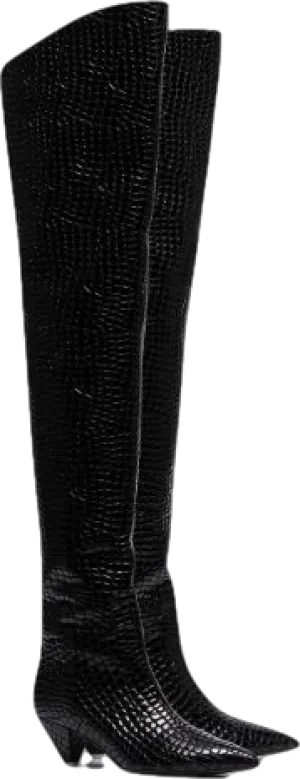 Attico Black Crocodile Print 45 Leather Over-the-knee Boots UK 6 EU 39 👠