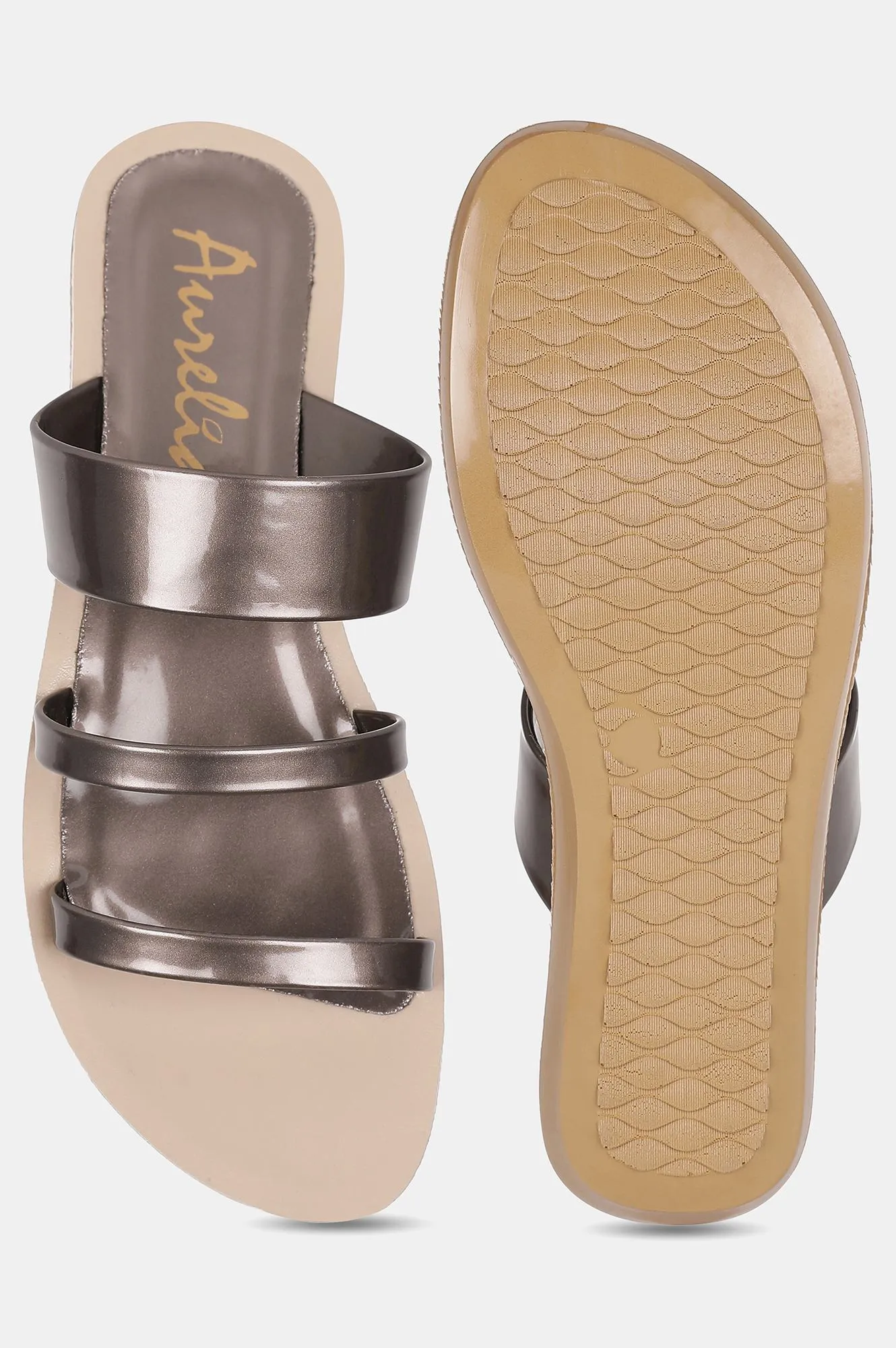 Aurelia Almond Toe Mettalic Flat-ZDaphne