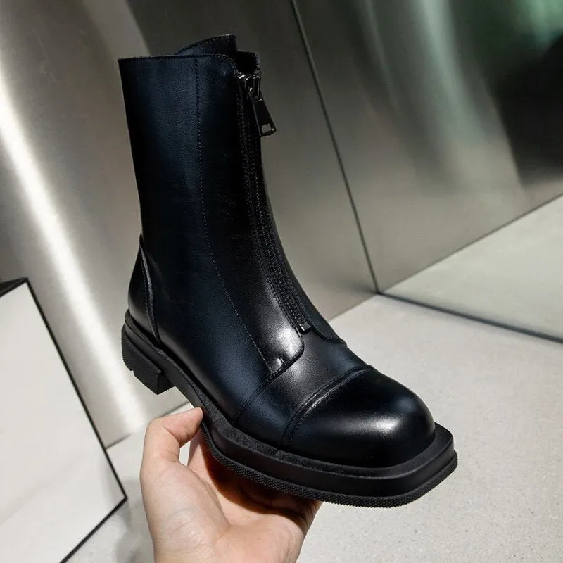 Autumn and winter shoes Women ankle boots natural leather