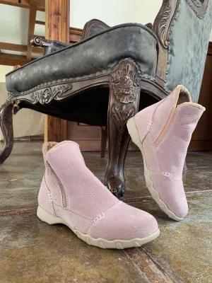 Baby Pink Plush-Lined Low Ankle Boot