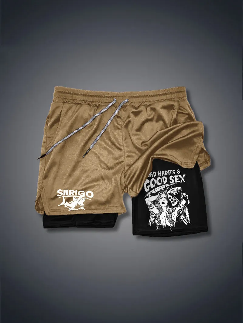 BAD HABITS & GOOD SEX  2 In 1 GYM PERFORMANCE SHORTS