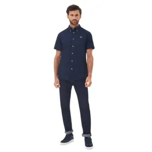 Barbour Oxford Tailored Short-sleeved Shirt In Classic Navy