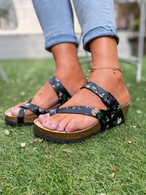 Black Rose Comfort Bed Wedge Sandals  - Maibulun