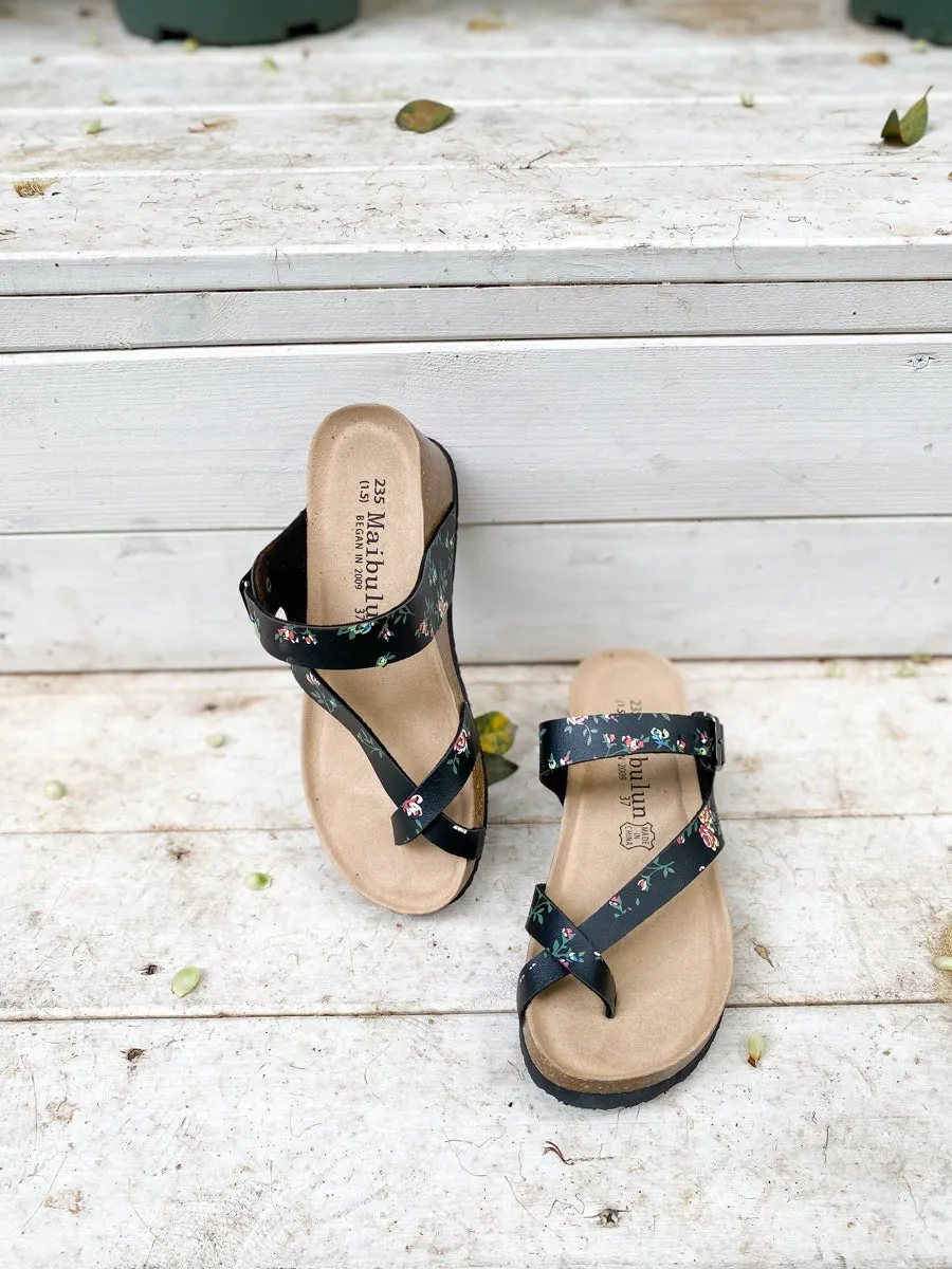 Black Rose Comfort Bed Wedge Sandals  - Maibulun