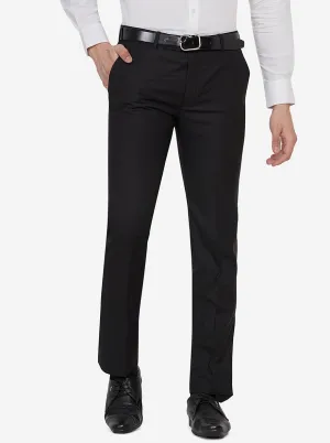Black Solid Slim Fit Formal Trouser | Greenfibre