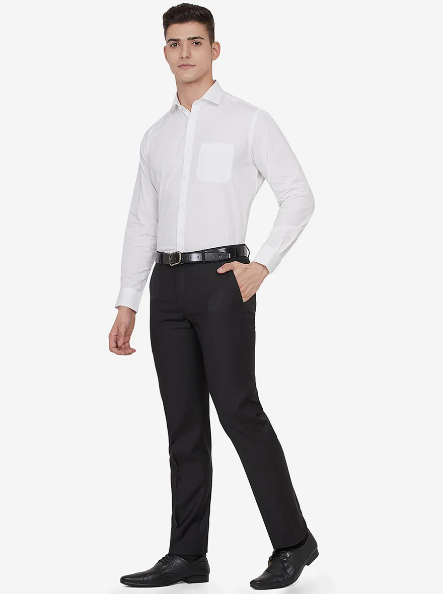Black Solid Slim Fit Formal Trouser | Greenfibre