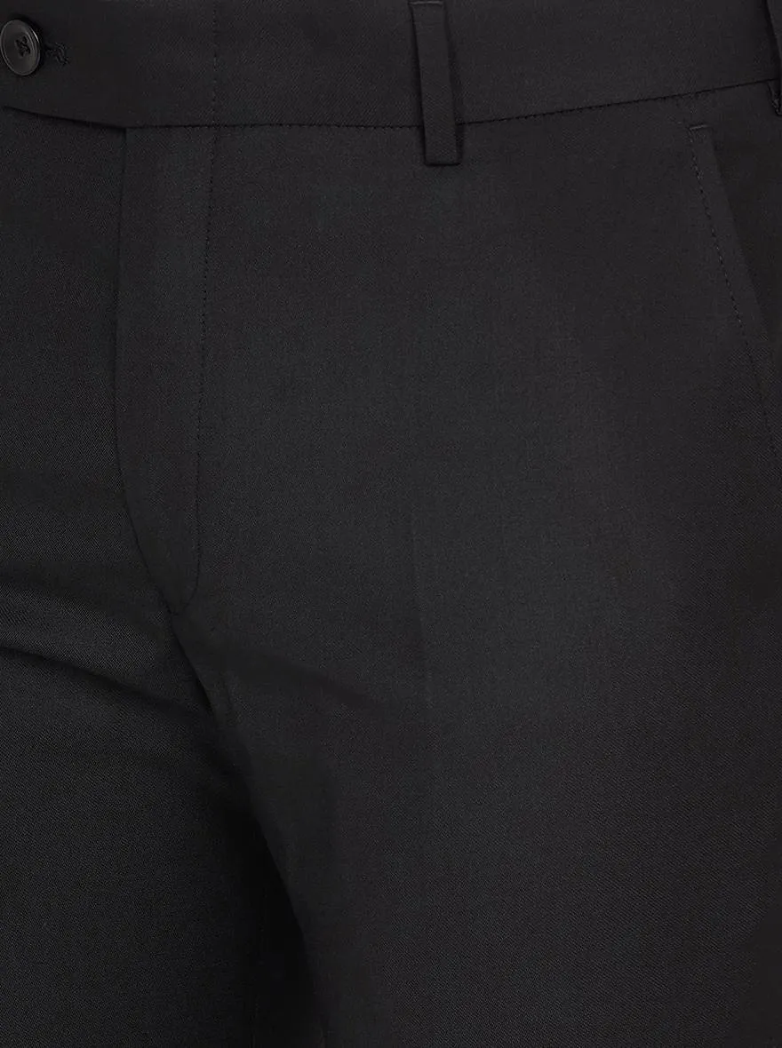 Black Solid Slim Fit Formal Trouser | Greenfibre