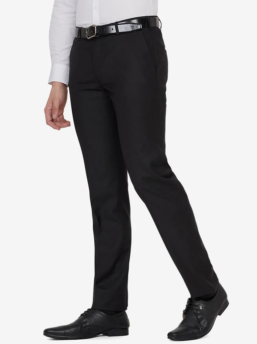 Black Solid Slim Fit Formal Trouser | Greenfibre