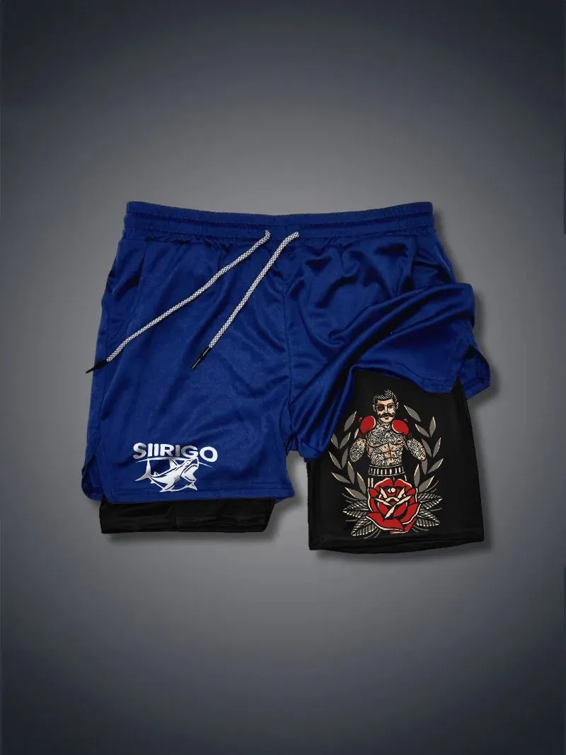 Boxing Beard Male Floral 2 In 1 GYM PERFORMANCE SHORTS