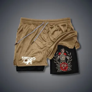 Boxing Beard Male Floral 2 In 1 GYM PERFORMANCE SHORTS