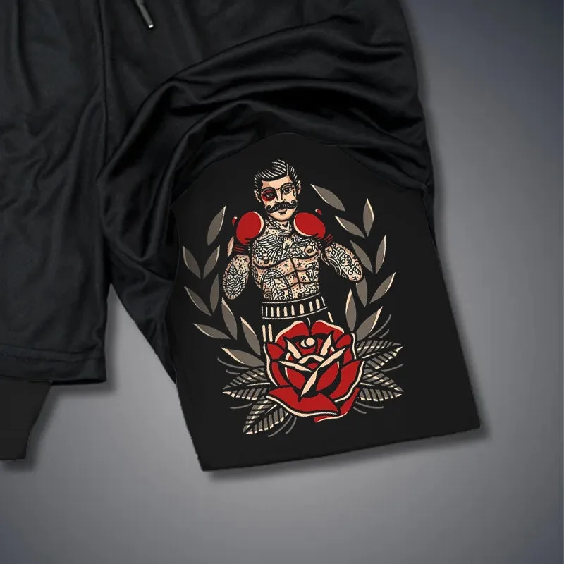 Boxing Beard Male Floral 2 In 1 GYM PERFORMANCE SHORTS