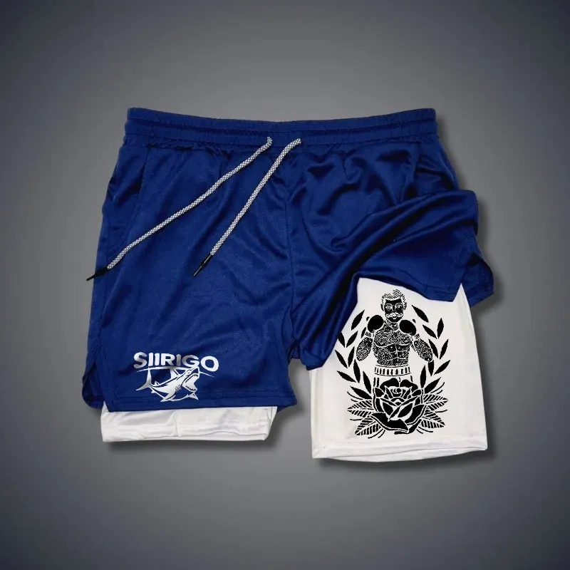 Boxing Beard Male Floral 2 In 1 GYM PERFORMANCE SHORTS