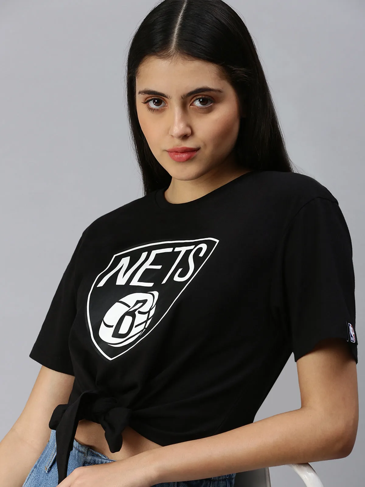Brooklyn Nets: Classic Crest Tie-up Top - Black
