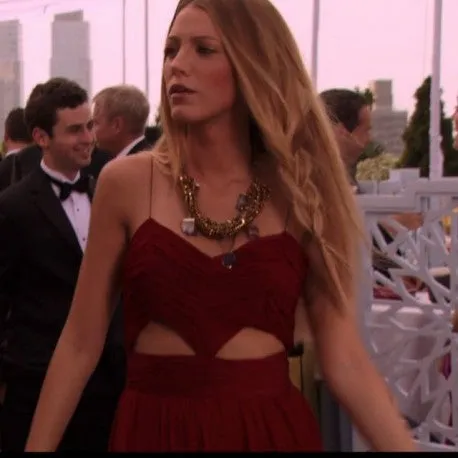 Burgundy Blake Lively Spaghetti Straps Prom Celebrity Evening Dress Serena van Der Woodsen Gossip Girl