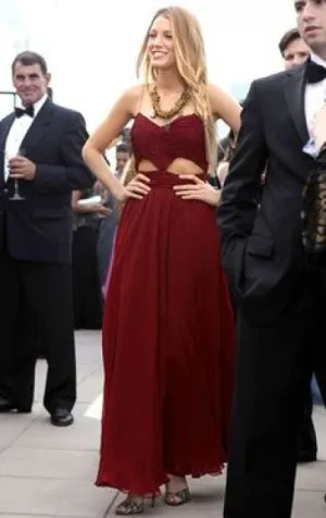 Burgundy Blake Lively Spaghetti Straps Prom Celebrity Evening Dress Serena van Der Woodsen Gossip Girl