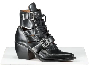 Chloé Black Rylee Cutout Leather Ankle Boots UK 6 EU 39 👠