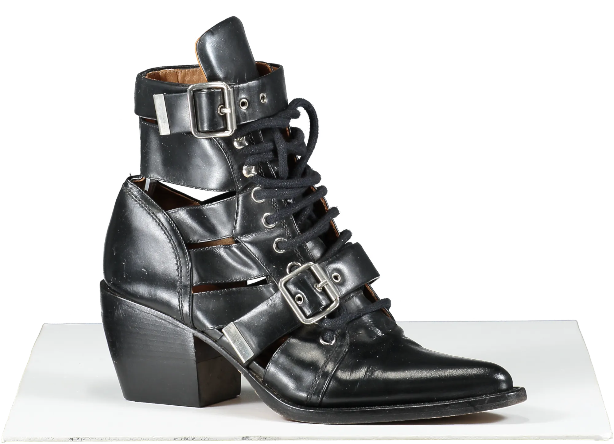 Chloé Black Rylee Cutout Leather Ankle Boots UK 6 EU 39 👠