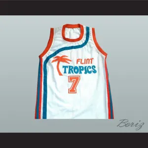 Coffee Black 7 Flint Tropics Semi Pro Team Basketball Jersey