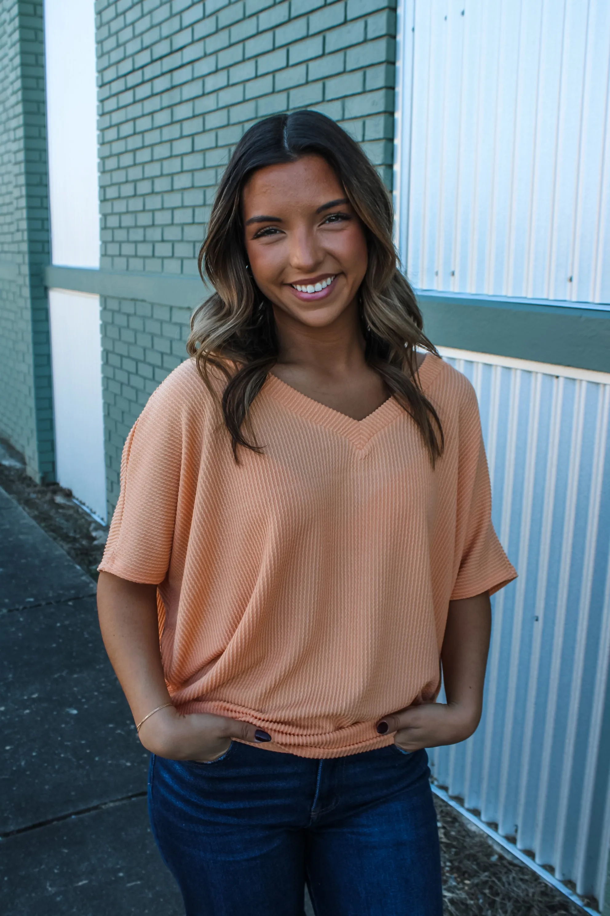 Color Crush V-Neck • Peach Sunrise